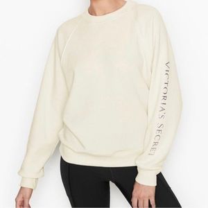 VICTORIA'S SECRET Stretch Fleece Crewneck / White Celadon/ size MEDIUM